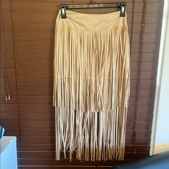 Hot & Delicious Dresses & Skirts - Cream Fringed Maxi Skirt for Resort Wear